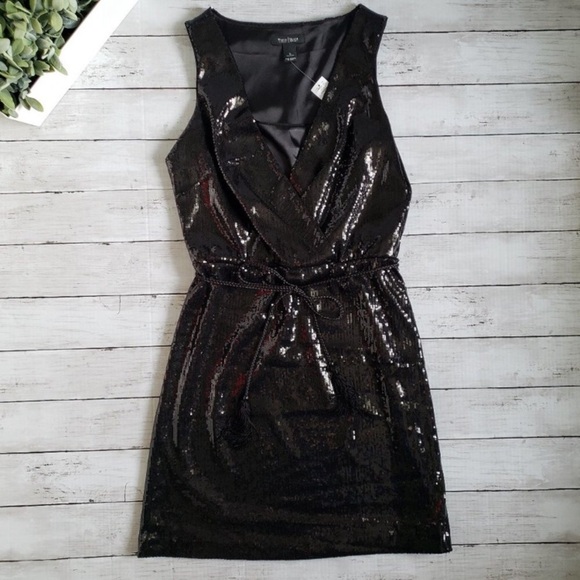 WHITE HOUSE BLACK MARKET Sequined Dress with Rope Belt - Picture 5 of 14